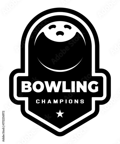 Bowling Ball logo. Sport games. Sporting equipment. Emblem, badge.
