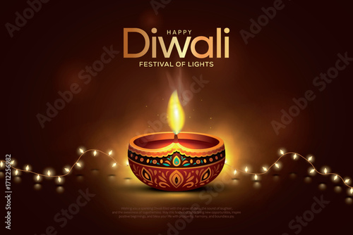 Happy Diwali festival of lights, holiday Background, Diwali celebration greeting card, creative vector illustration design.