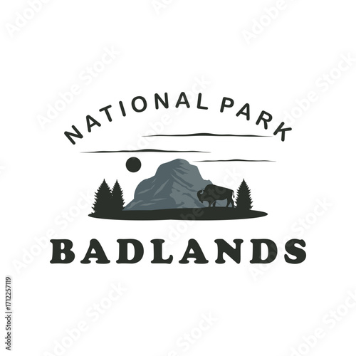 Badlands retro vintage logo icon and symbol vector illustration design template