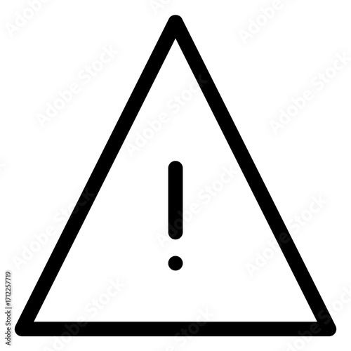 Warning alert triangle for notifications and caution messages in digital applications and user interfaces