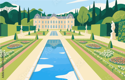 European architecture and scenery, vector graphics