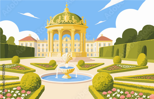 European architecture and scenery, vector graphics