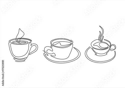 Cups of Coffee Minimalist Line Art Collection.  line icon-continuous line drawing. Editable stroke. 