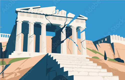 European architecture and scenery, vector graphics