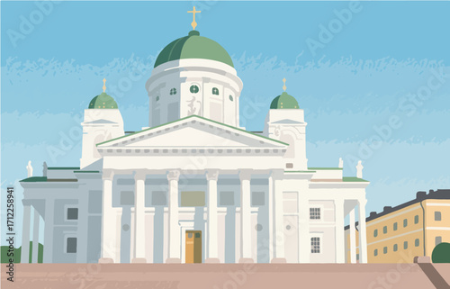 European architecture and scenery, vector graphics