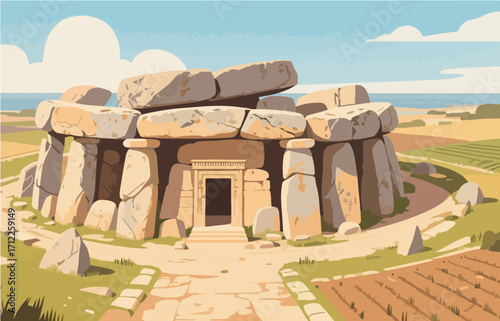 European architecture and scenery, vector graphics