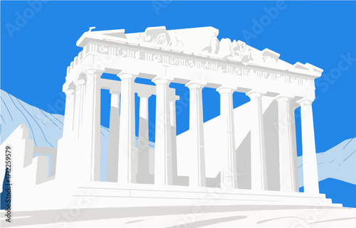 European architecture and scenery, vector graphics