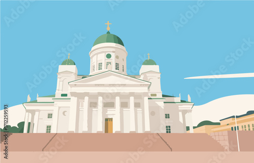 European architecture and scenery, vector graphics