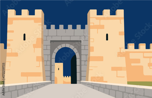 European architecture and scenery, vector graphics