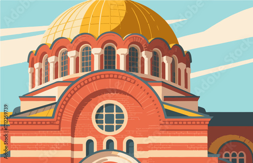 European architecture and scenery, vector graphics