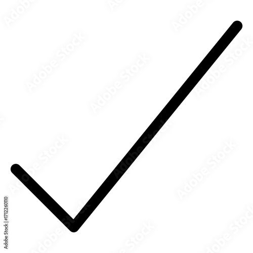 Simple checkmark design representing approval, confirmation, or task completion for digital applications and user interfaces