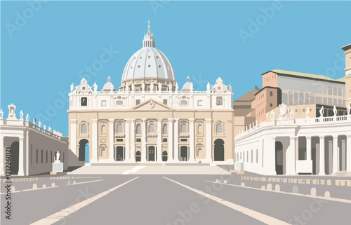 European architecture and scenery, vector graphics