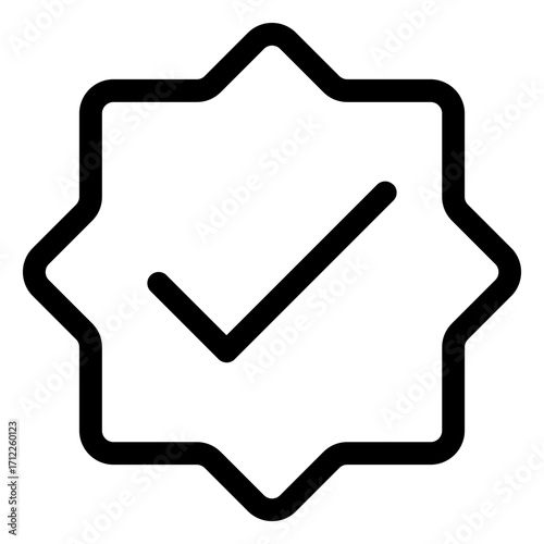 Stylish check mark badge representing approval, success, and completion for use in digital applications and user interfaces