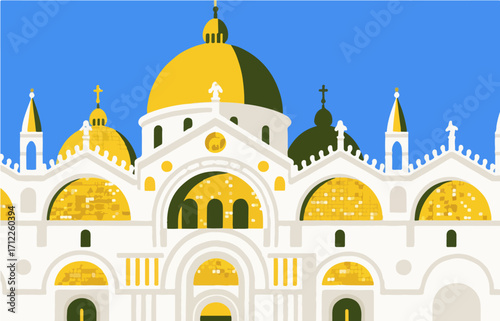 European architecture and scenery, vector graphics
