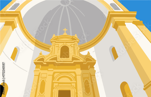 European architecture and scenery, vector graphics