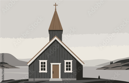 European architecture and scenery, vector graphics