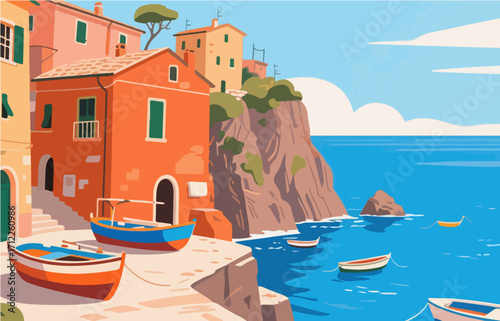European architecture and scenery, vector graphics
