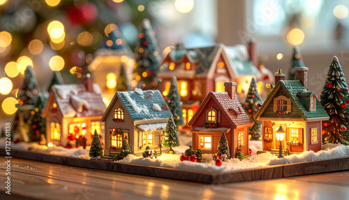 Festive Snowy Village Scene