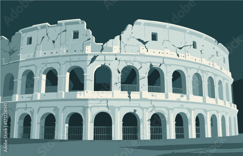 European architecture and scenery, vector graphics