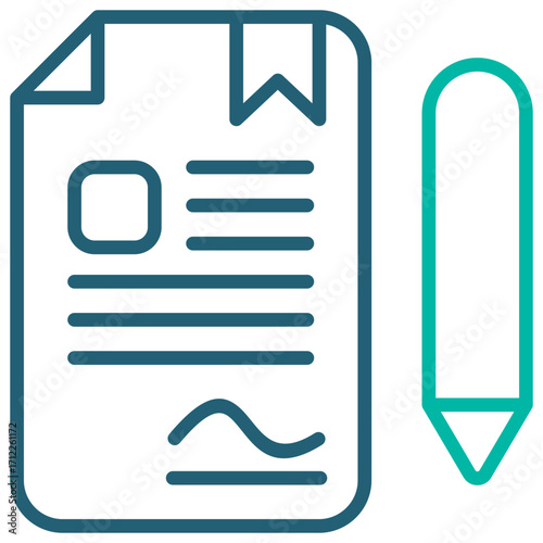 Contract Outline Blue Icon
