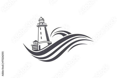 Lighthouse and Waves Logo ocean water