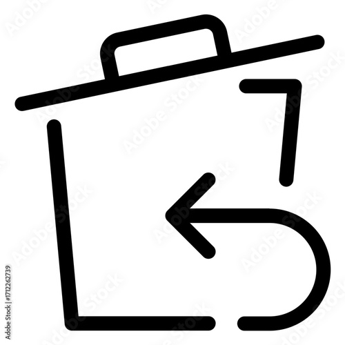 Trash can with undo arrow representing file recovery and deletion management for digital applications