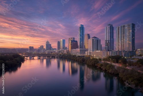Wallpaper Mural Sunset view over the skyline of Austin Texas Torontodigital.ca