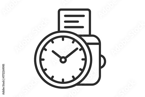 Time clock icon silhouette style vector illustration with transparent background, work hours tracking, attendance, employee punch card, office and business concept, ordered set, modern design