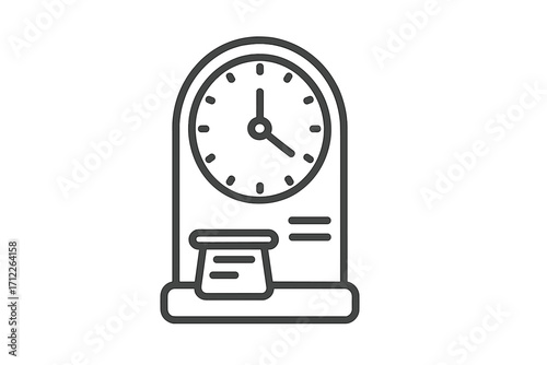 Time clock icon silhouette style vector illustration with transparent background, employee attendance punch card, work hours tracker, office time management concept