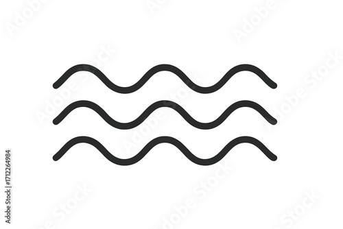 Wave symbol set, linear style water waves vector illustration with transparent background, simple wavy lines design for ocean, sea, liquid, fluid and marine concepts