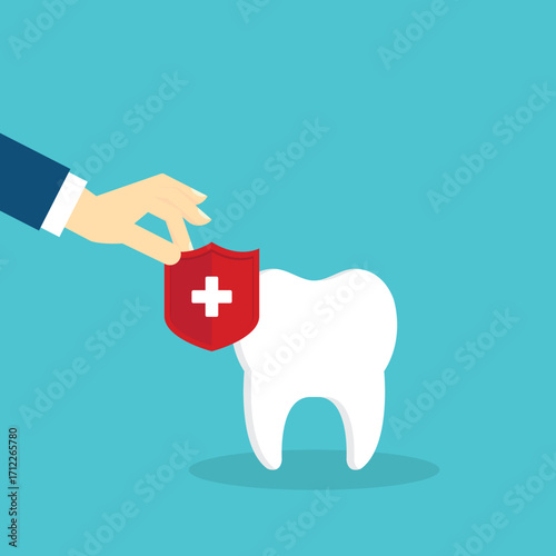 Dental care, tooth protection. Medical health and dentistry concept.	