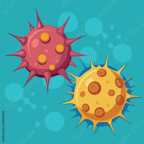 Stylized cells with spikes and membrane structures