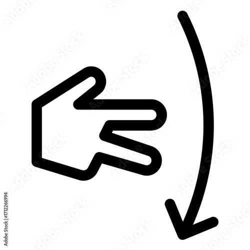 Two-finger swipe down gesture for touchscreens and mobile devices, representing navigation and interaction in user interfaces