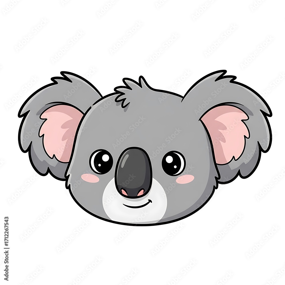 Fototapeta premium Cute Koala Head Drawing.