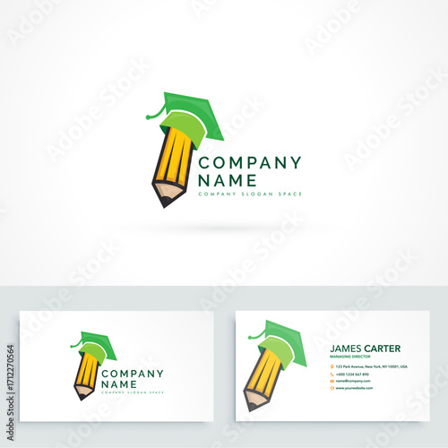 Educational pencil logo with visiting card