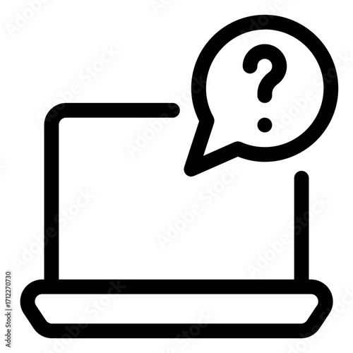 Laptop with help message for user assistance and support in digital environments