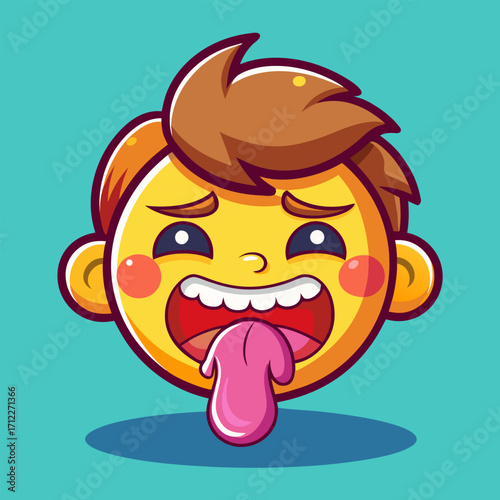 Sick vomiting emoji face expressing nausea and disgust with green goo overflowing