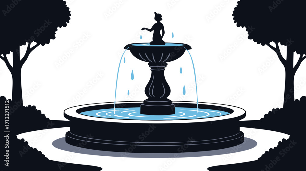 Fototapeta premium Decorative fountain with water and sculpture in public park 