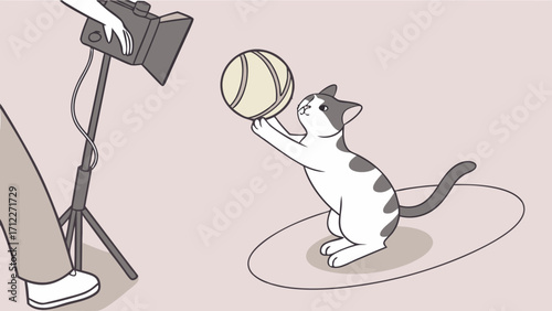 Cute Cat Photo Shoot with Ball and Studio Lighting.