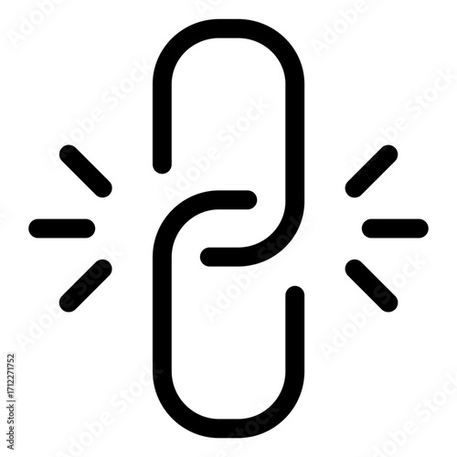 Visual representation of a broken link or connection error for web design and digital communication applications