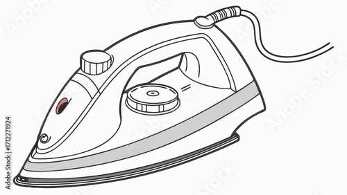 Electric Iron Illustration Household Appliance Clothing Iron Ironing Device Steam Iron Home Cleaning Laundry Equipment Iron Design Vector Graphic Appliance Icon Simple Iron Black and W.