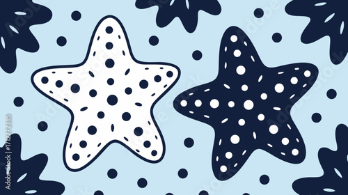 Decorative starfish pattern on light blue background  