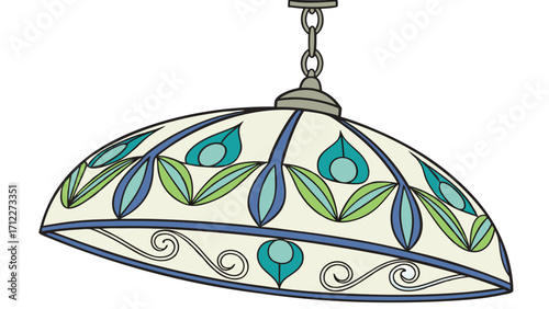 Hanging Lamp Shade with Floral Design Decorative Ceiling Light Home Decor Interior Design Element.