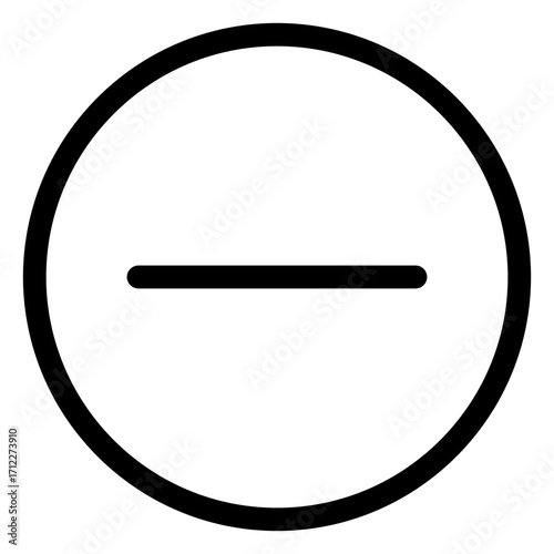 Simple minus sign in a circular design for mathematical operations and user interface applications