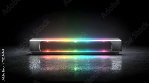 Dark Stylish Abstract Background with Neon Violet and Emerald Accents – Futuristic Metallic Texture