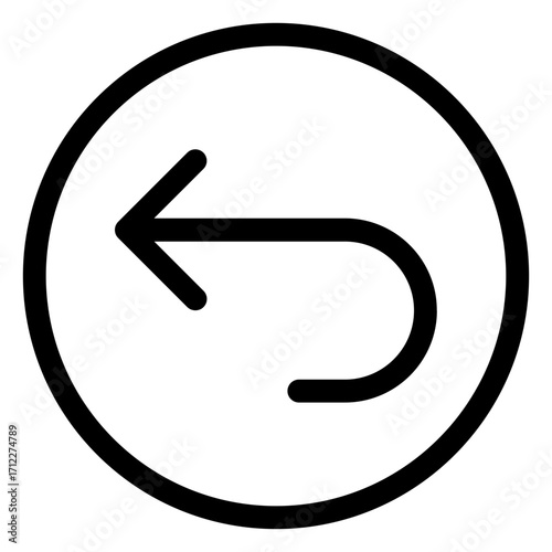 Circular left turn navigation element for user-friendly app and website interfaces