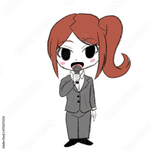 スピーチするスーツの女の子