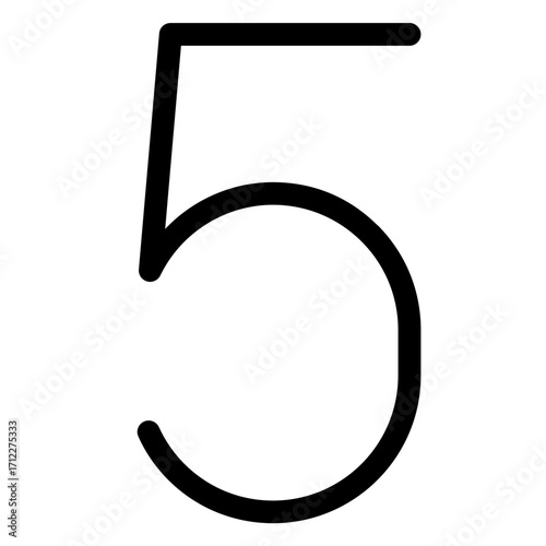 Stylized representation of the number five with a modern design, suitable for educational materials and digital applications