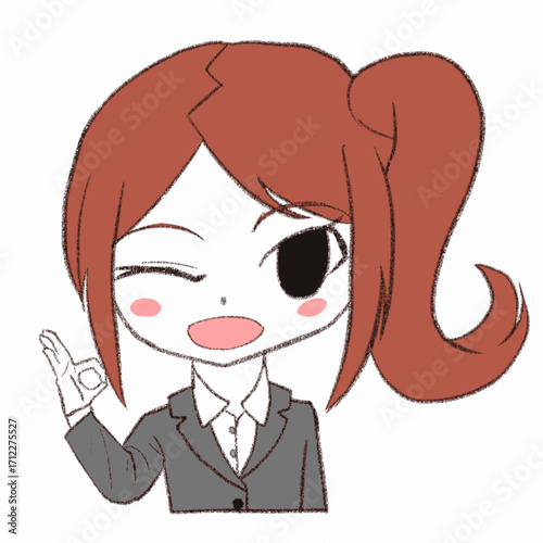 OKをだすスーツの女の子