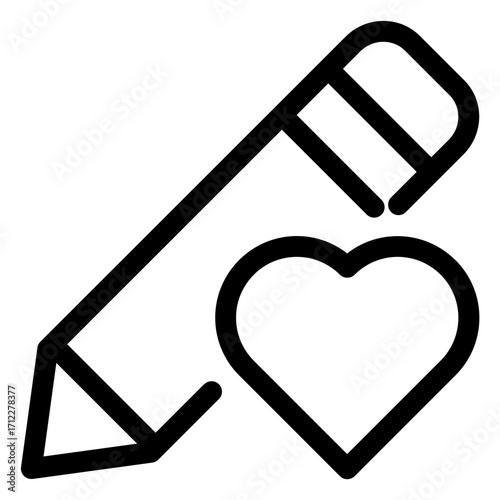 Creative pencil design representing love and passion for writing and art in digital applications